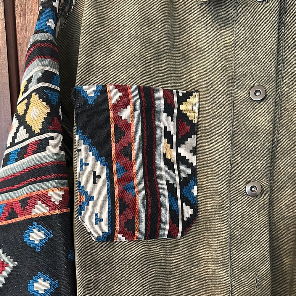 Tribal Patterned Button-Up Shirt - image 5